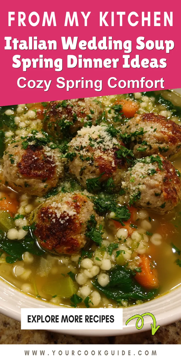 Italian Wedding Soup Spring Dinner Ideas served warm with cozy spices