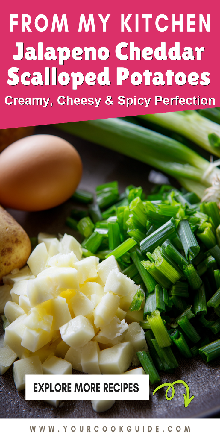 Jalapeno Cheddar Scalloped Potatoes served warm with cozy spices