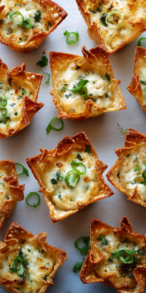 Jalapeno Popper Wonton Cups served warm with cozy spices