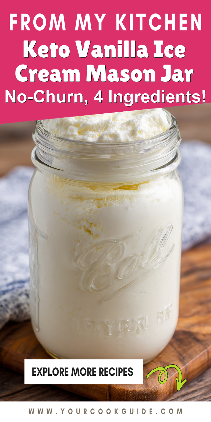 Keto Vanilla Ice Cream Mason Jar served warm with cozy spices