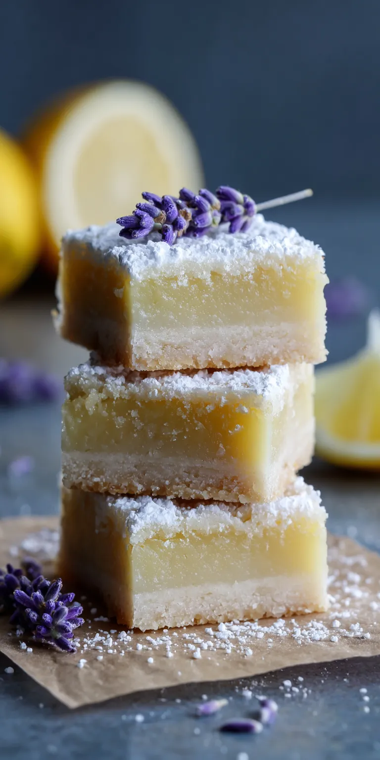 Lavender Lemon Bars Shortbread Crust served warm with cozy spices
