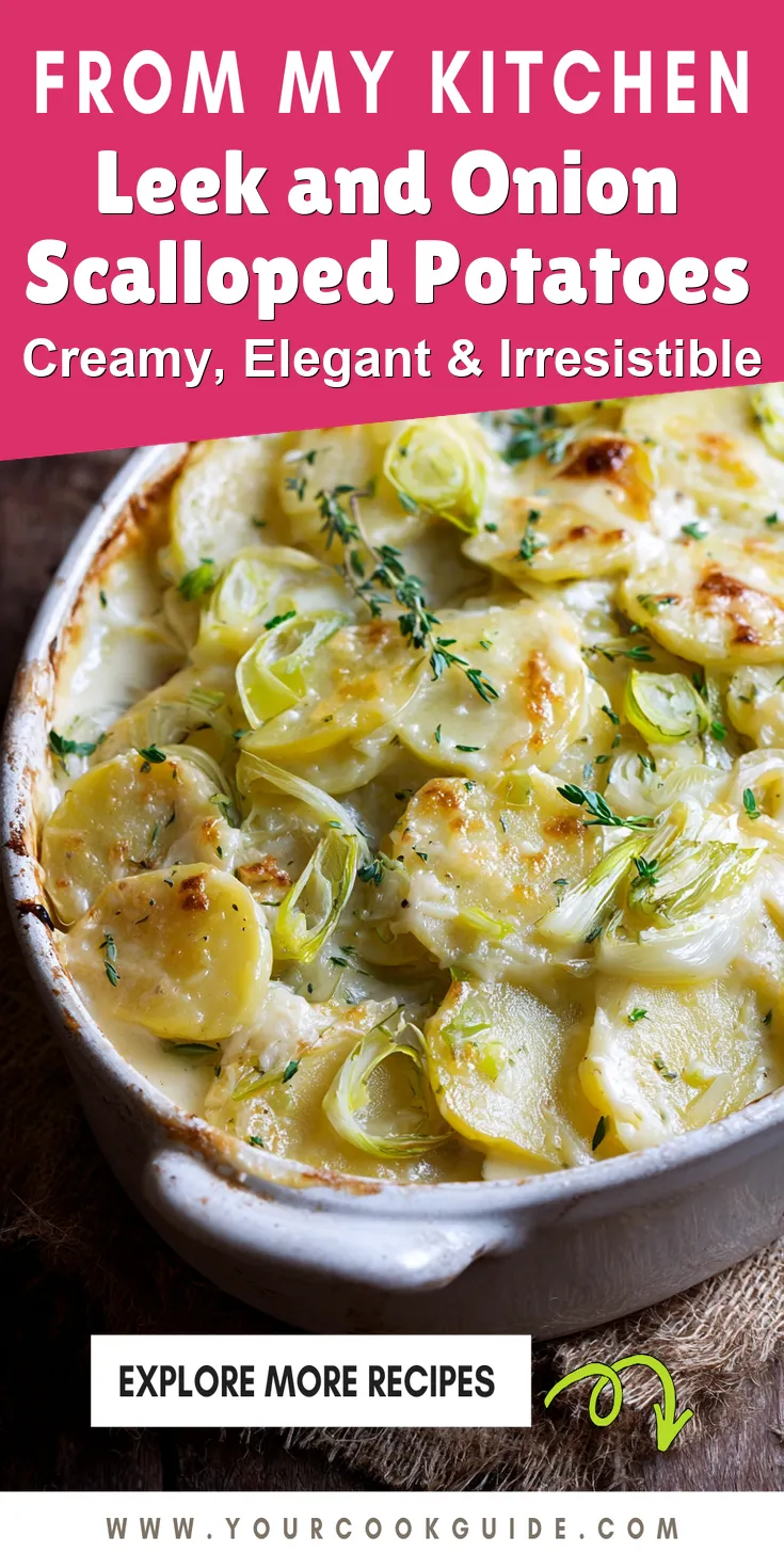 Leek and Onion Scalloped Potatoes served warm with cozy spices