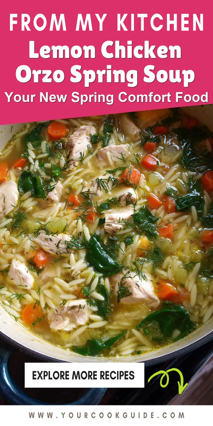 Lemon Chicken Orzo Spring Soup served warm with cozy spices