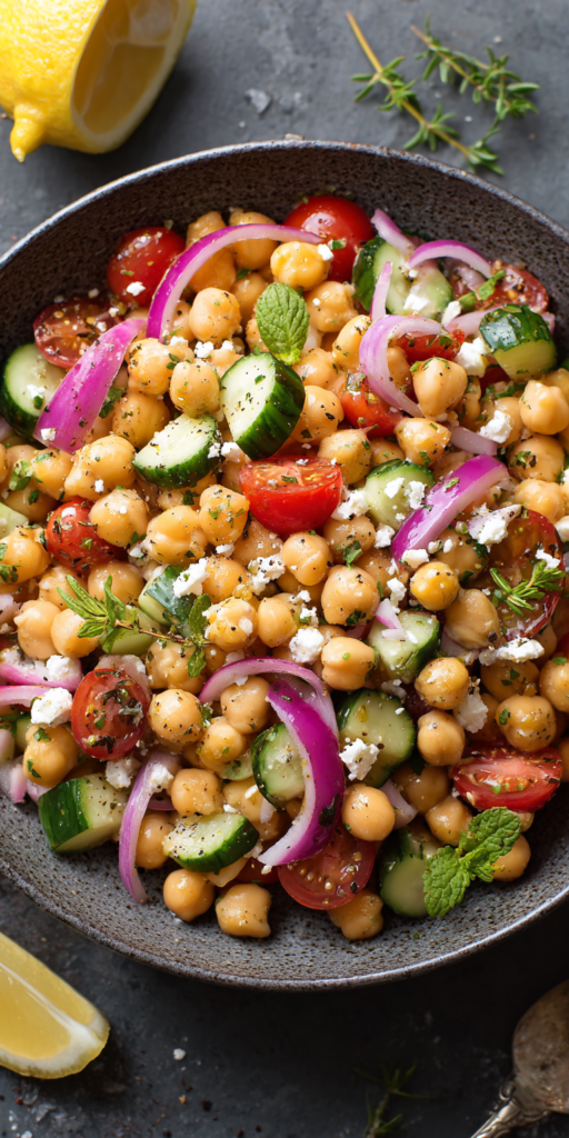 Lemon Herb Mediterranean Chickpea Salad Recipe