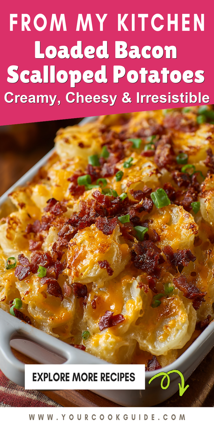 Loaded Bacon Scalloped Potatoes served warm with cozy spices