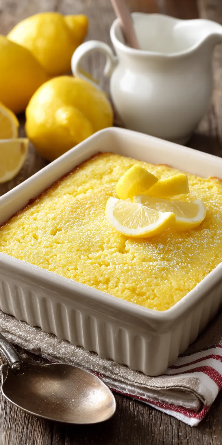 Magic Lemon Cobbler served warm with cozy spices