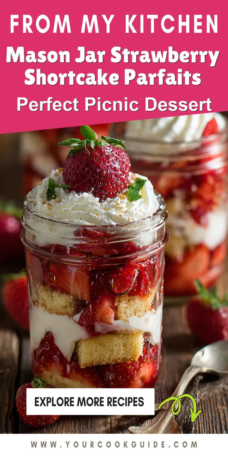 Mason Jar Strawberry Shortcake Parfaits served warm with cozy spices