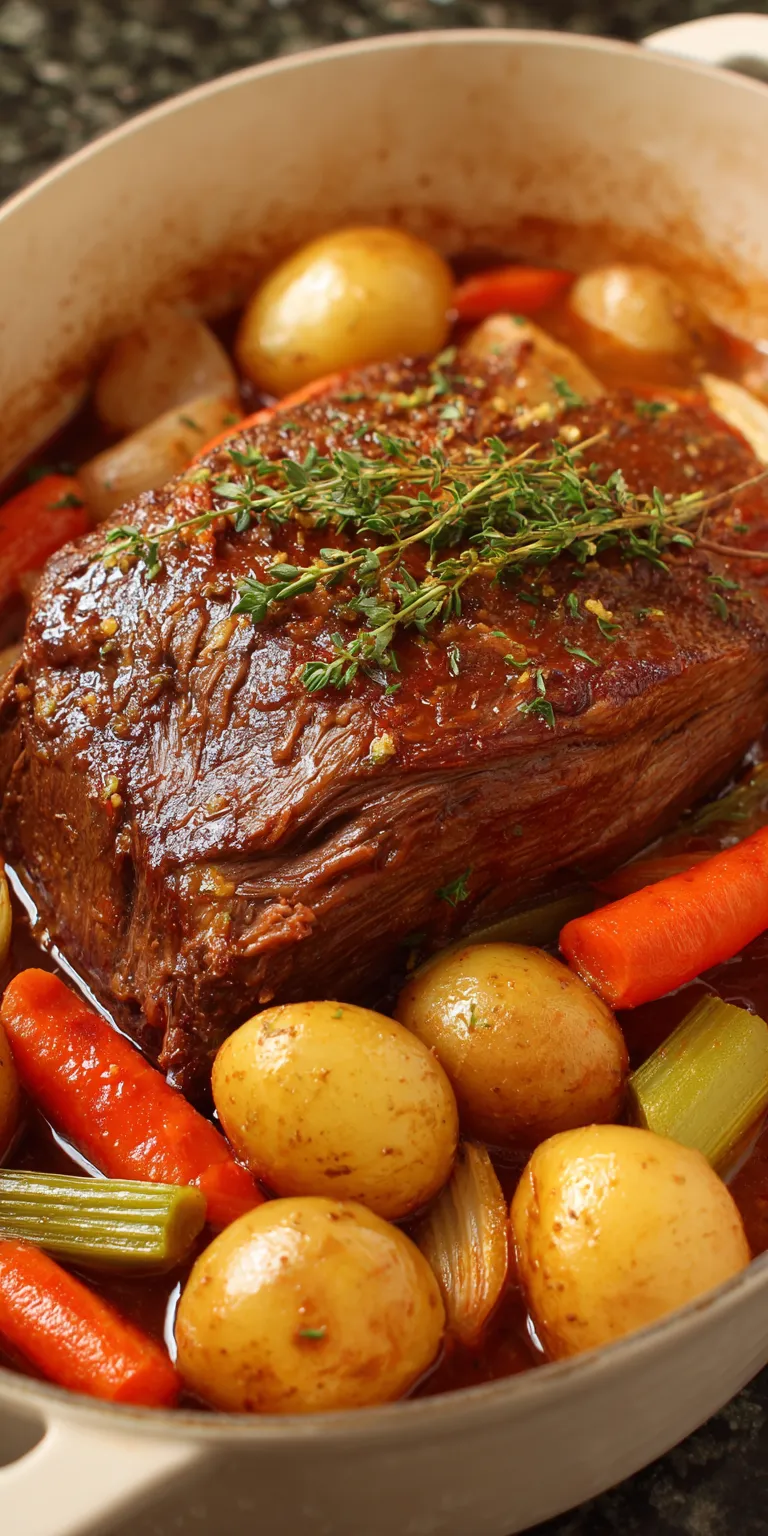 Melt in Your Mouth Pot Roast with Veggies served warm with cozy spices