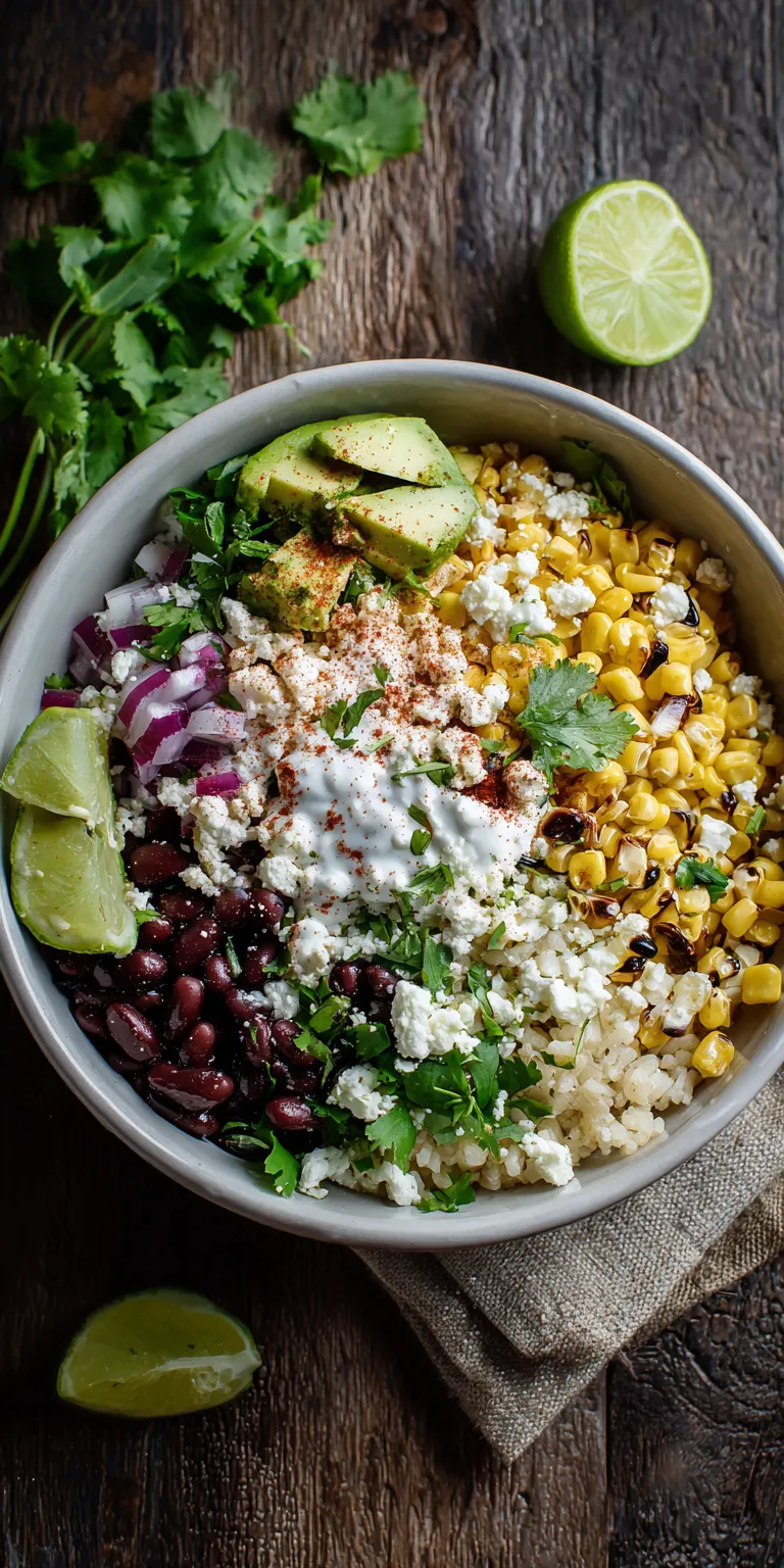 Mexican Street Corn Salad Bowl served warm with cozy spices
