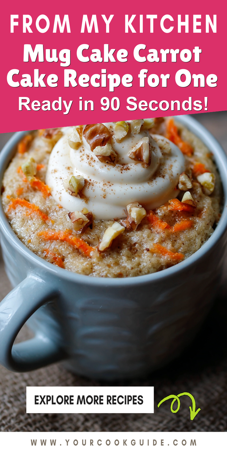 Mug Cake Carrot Cake Recipe for One served warm with cozy spices