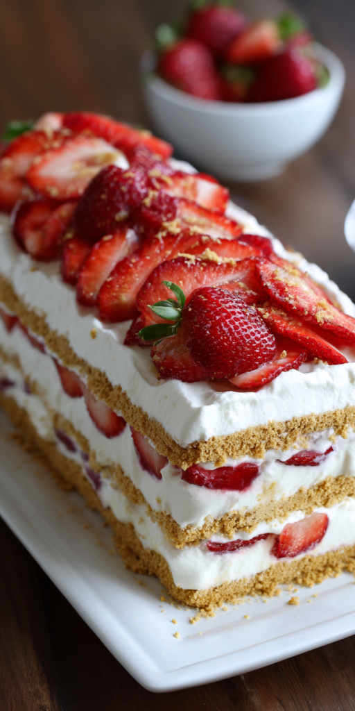 No Bake Strawberry Shortcake Icebox Cake Recipe