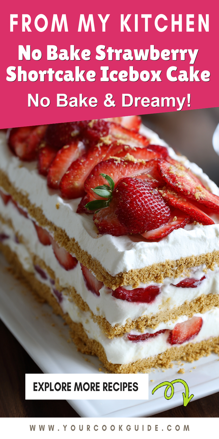 No Bake Strawberry Shortcake Icebox Cake served warm with cozy spices