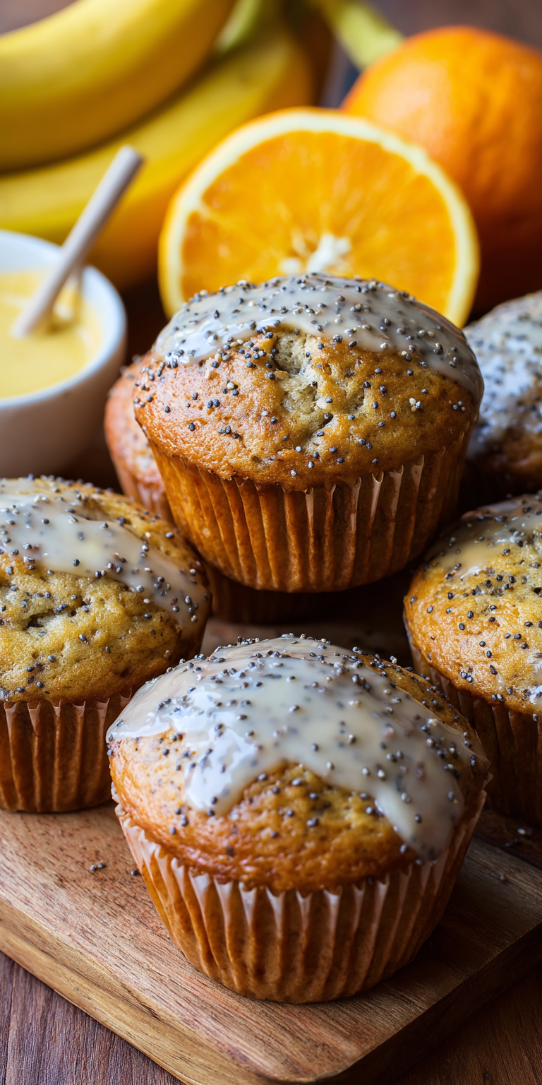 Orange Glazed Banana Poppy Seed Muffins Recipe