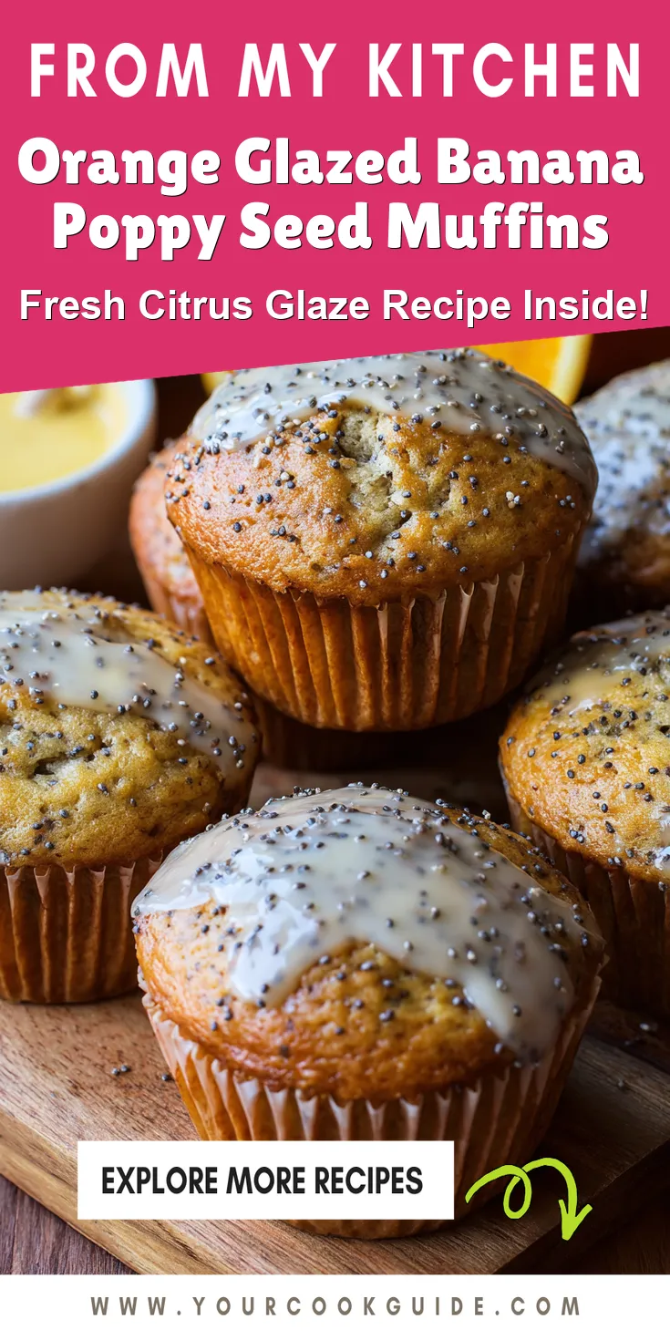 Orange Glazed Banana Poppy Seed Muffins served warm with cozy spices