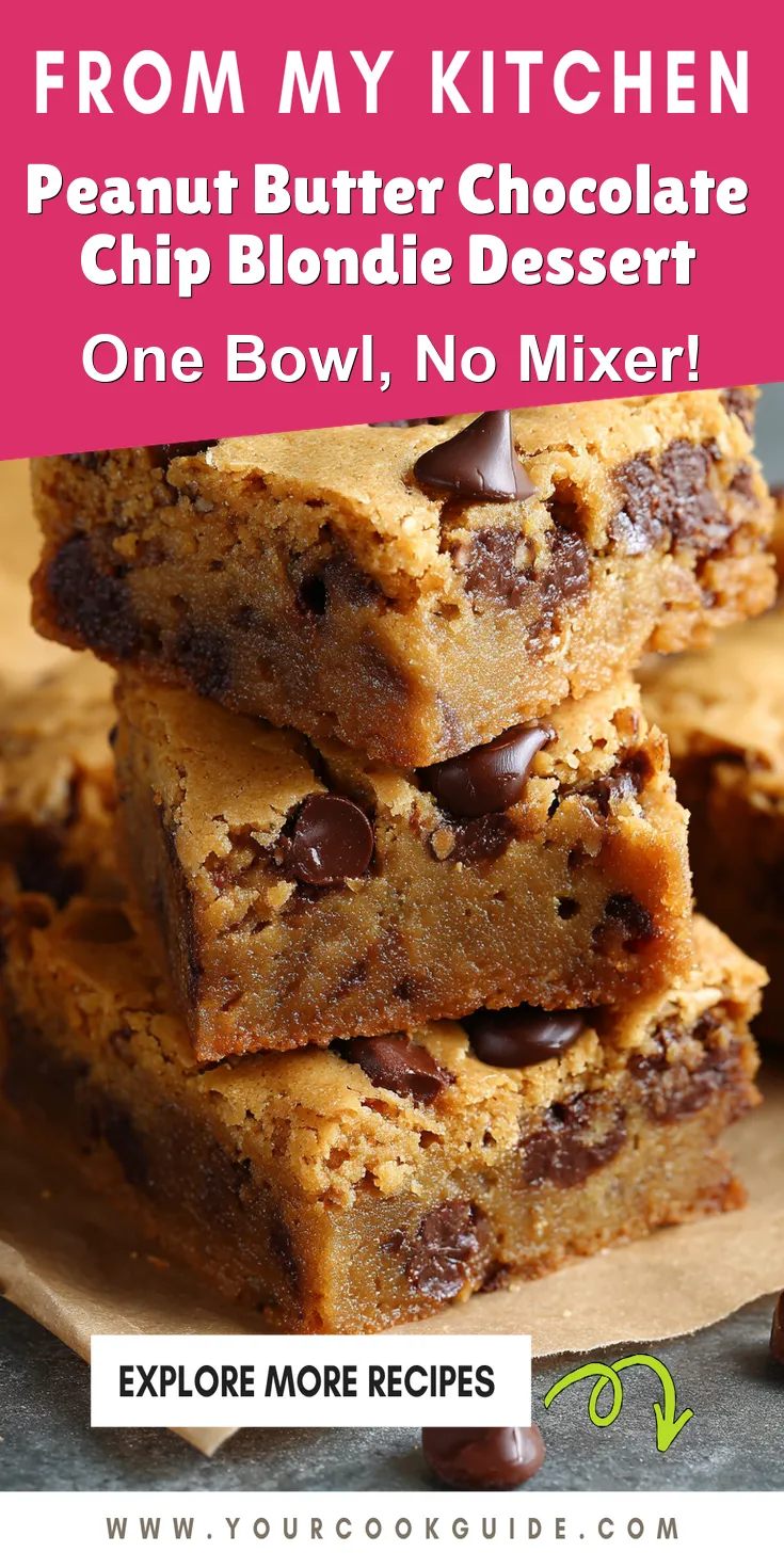 Peanut Butter Chocolate Chip Blondie Dessert served warm with cozy spices