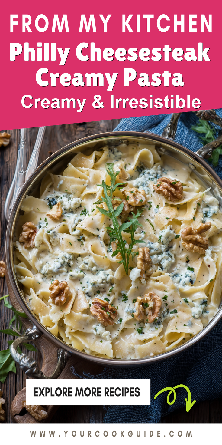 Philly Cheesesteak Creamy Pasta served warm with cozy spices