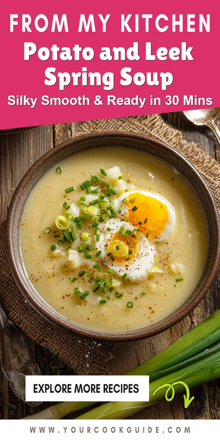 Potato and Leek Spring Soup served warm with cozy spices