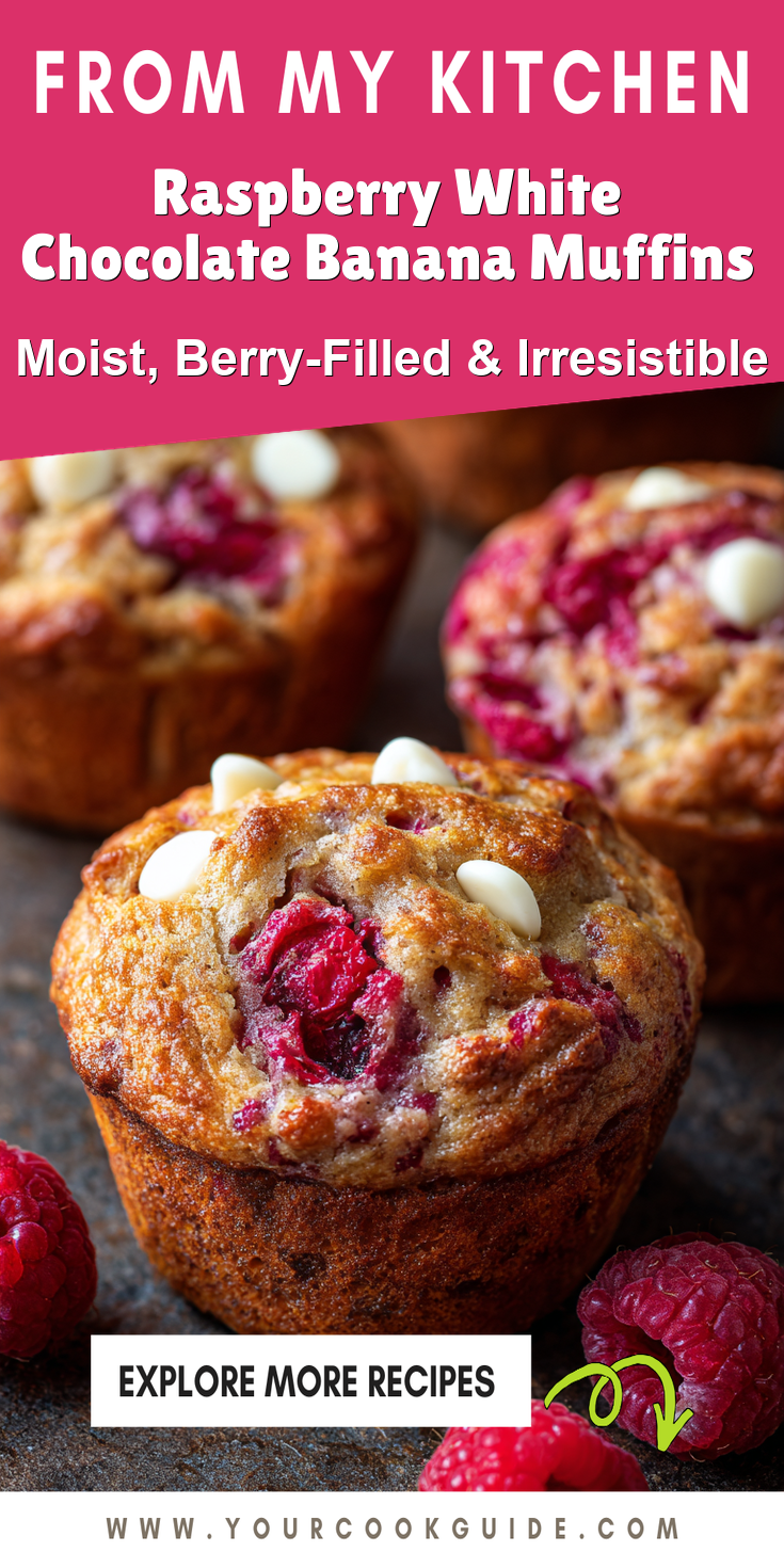 Raspberry White Chocolate Banana Muffins served warm with cozy spices