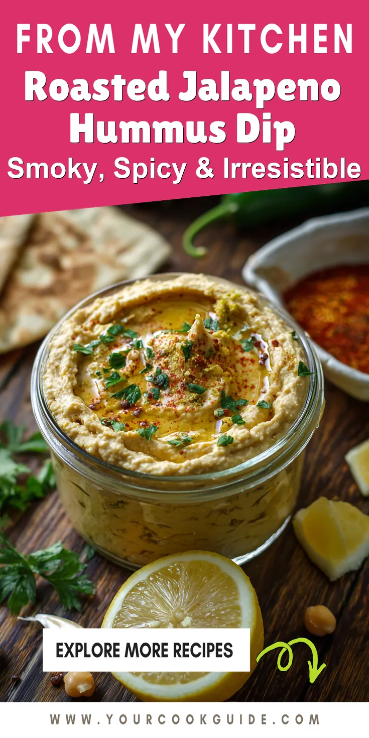 Roasted Jalapeno Hummus Dip served warm with cozy spices