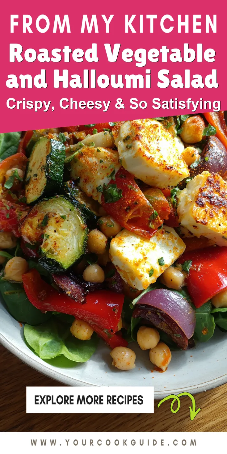 Roasted Vegetable and Halloumi Salad served warm with cozy spices