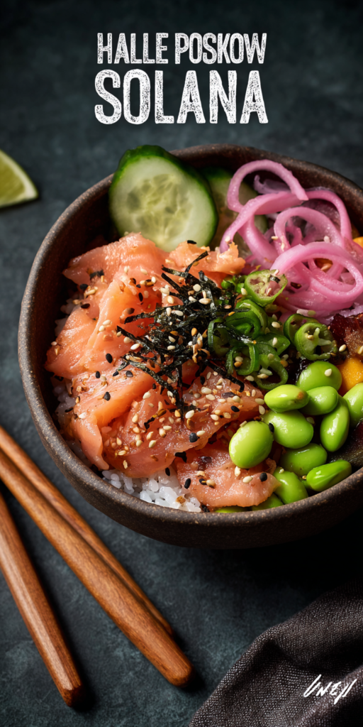 Salmon Poke Bowl Healthy Lunch served warm with cozy spices
