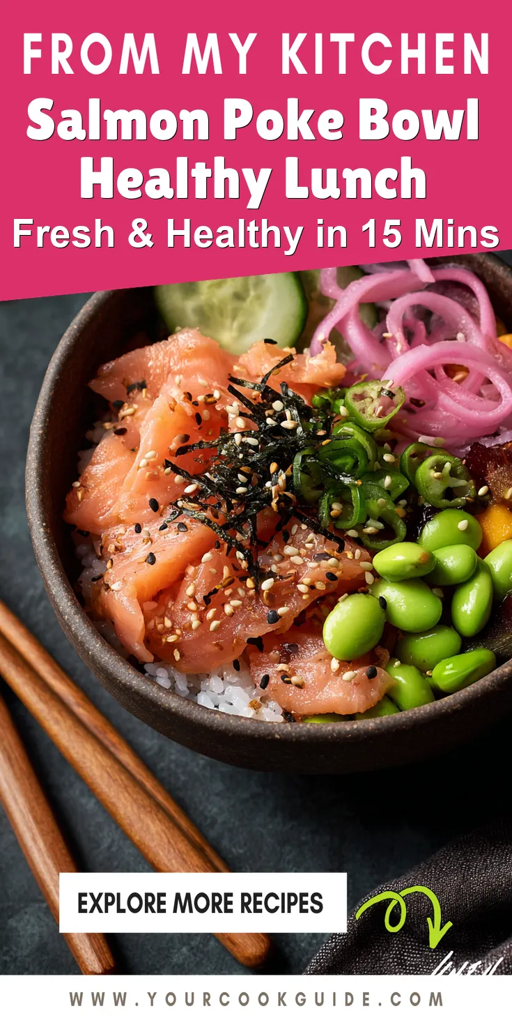 Salmon Poke Bowl Healthy Lunch served warm with cozy spices
