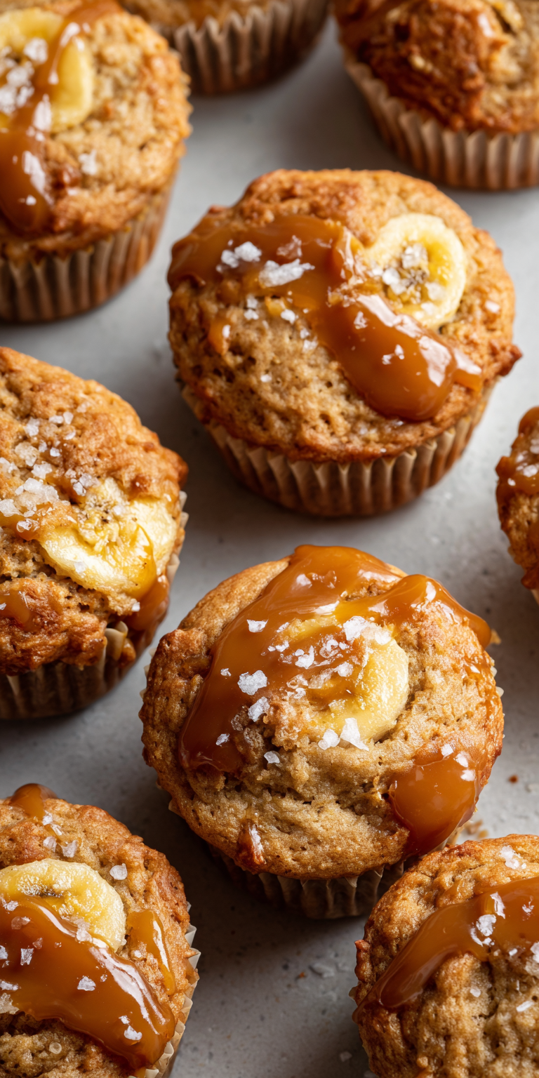 Salted Caramel Banana Muffins served warm with cozy spices