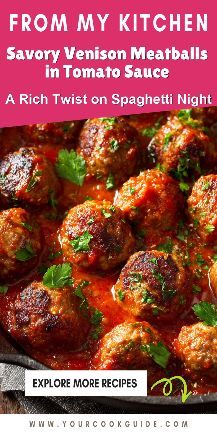 Savory Venison Meatballs in Tomato Sauce served warm with cozy spices