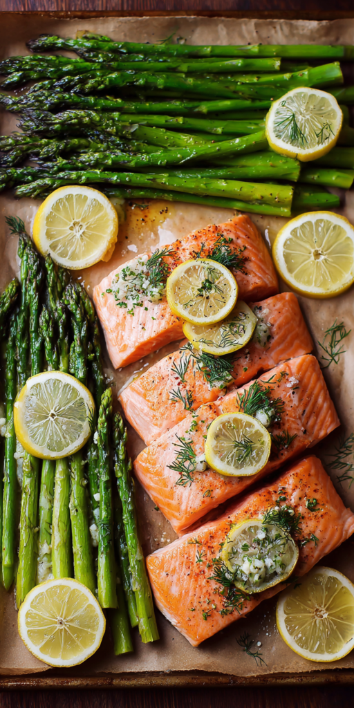 Sheet Pan Salmon and Asparagus served warm with cozy spices