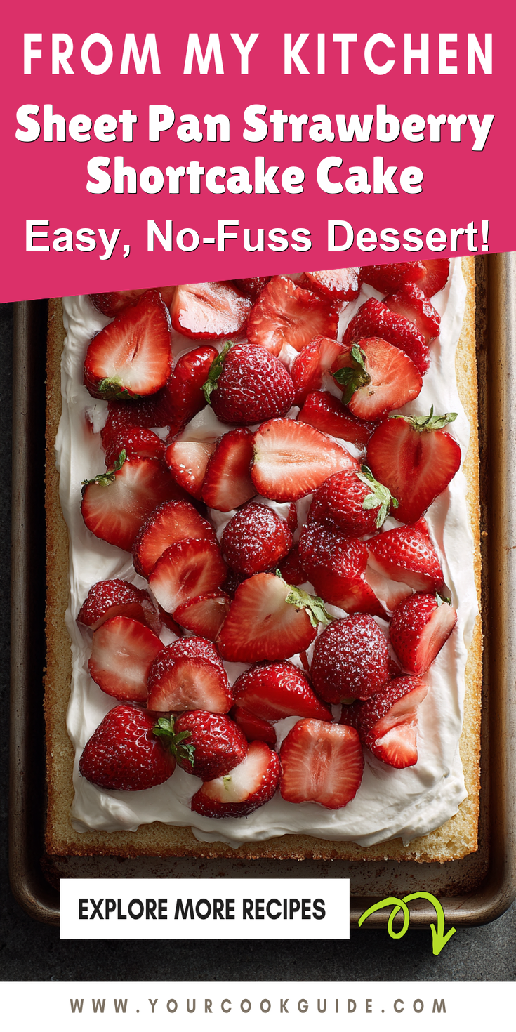 Sheet Pan Strawberry Shortcake Cake served warm with cozy spices