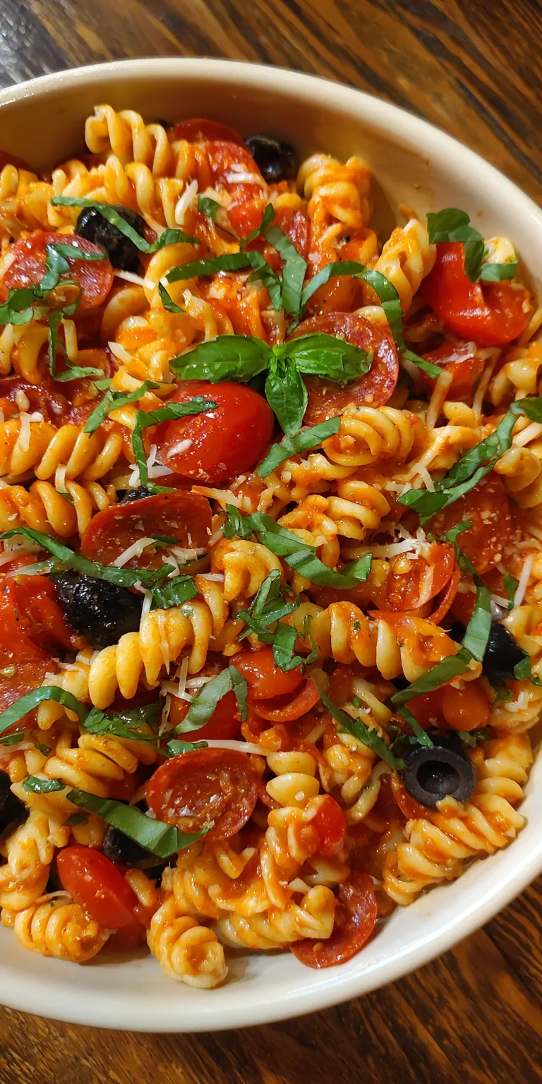 Shrimp and Avocado Easy Pasta Salad served warm with cozy spices