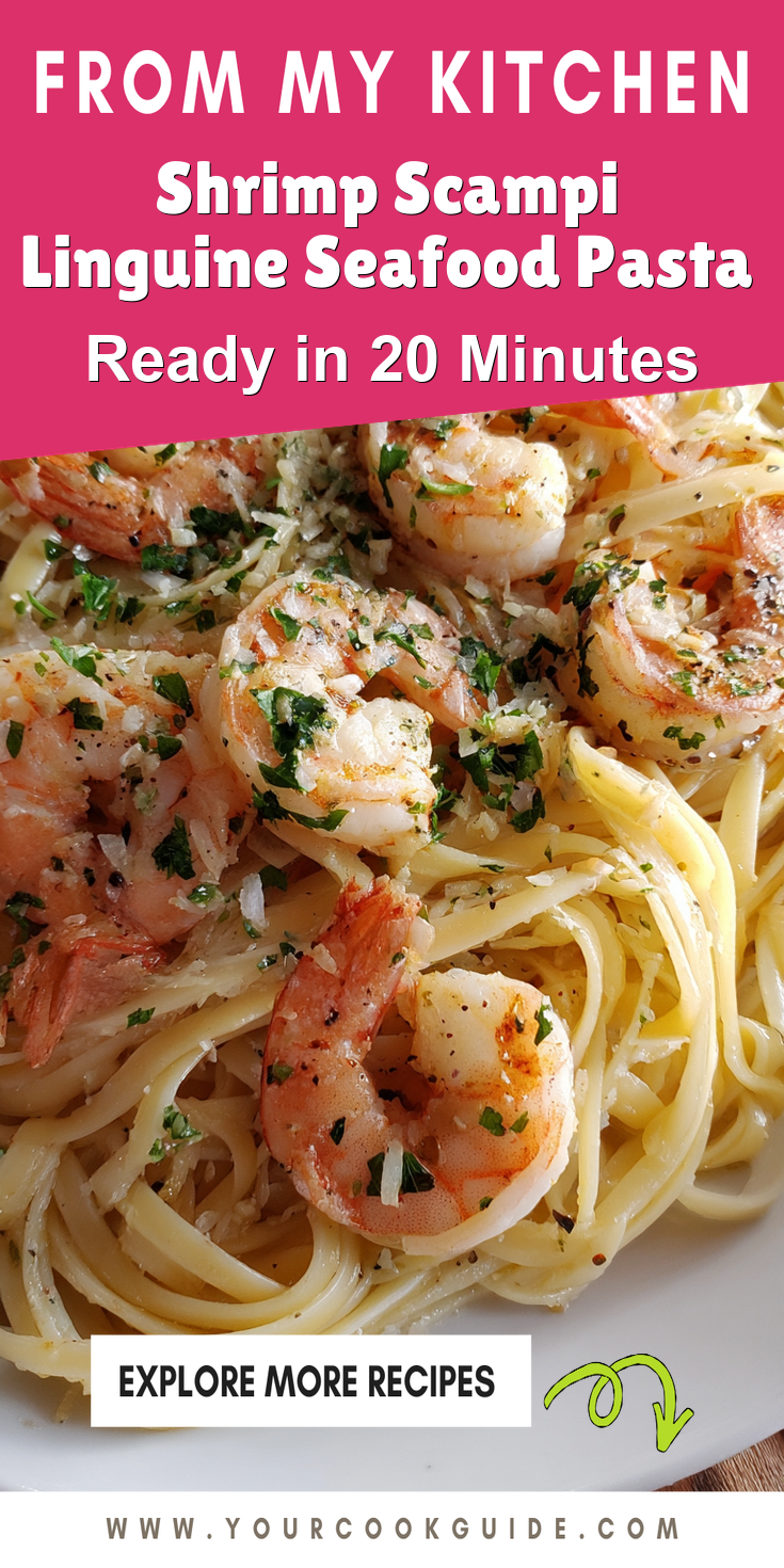 Shrimp Scampi Linguine Seafood Pasta served warm with cozy spices
