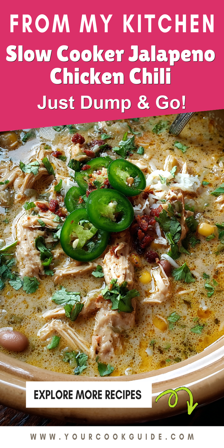 Slow Cooker Jalapeno Chicken Chili served warm with cozy spices