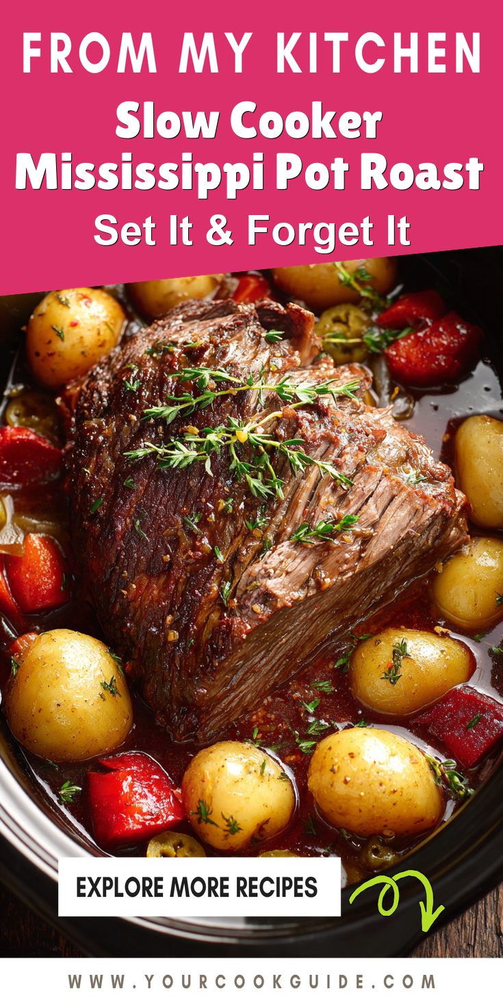 Slow Cooker Mississippi Pot Roast served warm with cozy spices