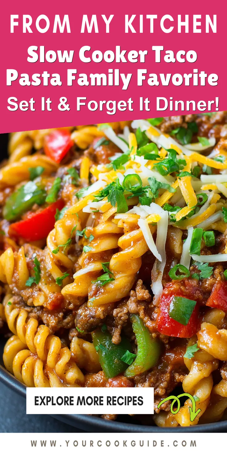 Slow Cooker Taco Pasta Family Favorite served on a plate