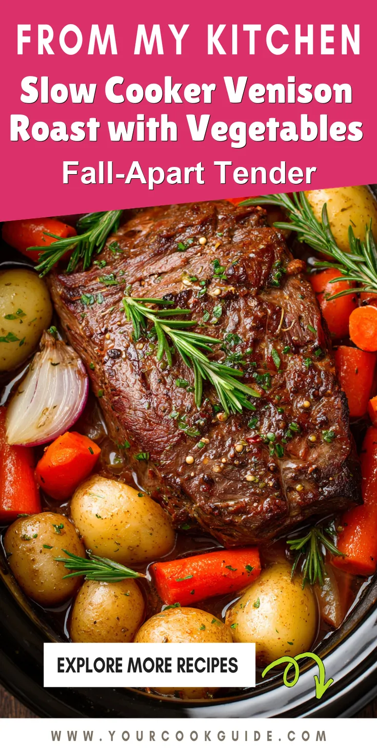 Slow Cooker Venison Roast with Vegetables served warm with cozy spices