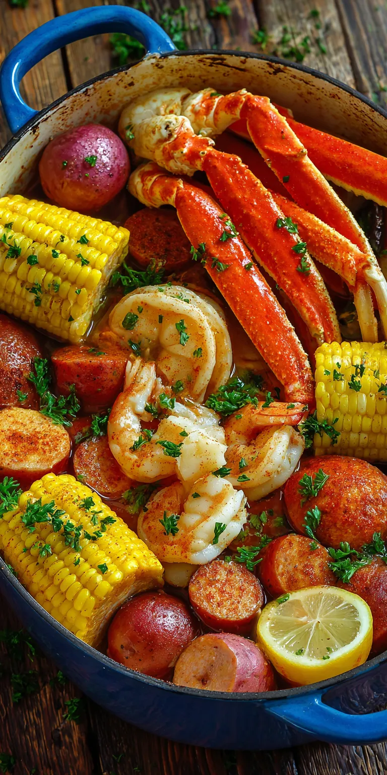 Spicy Crab Leg Seafood Boil served warm with cozy spices