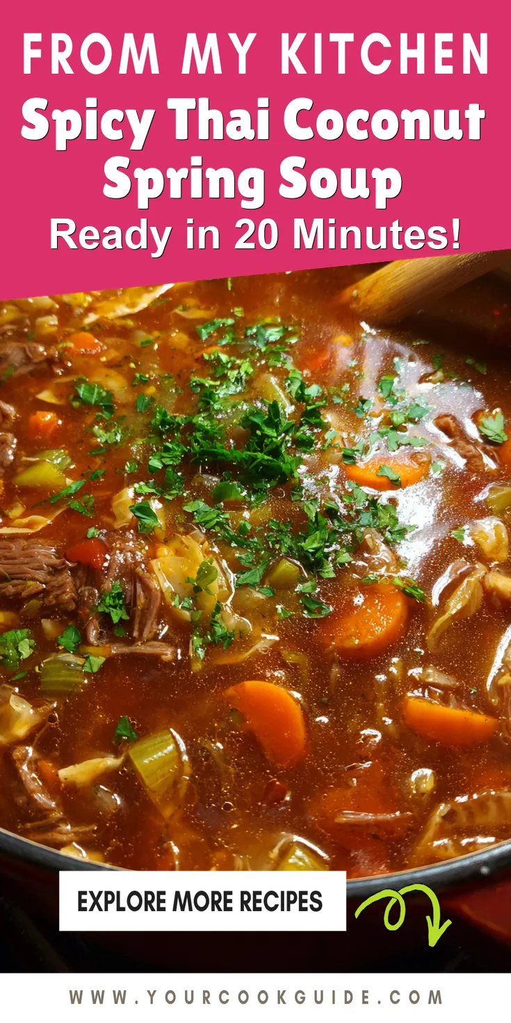 Spicy Thai Coconut Spring Soup served warm with cozy spices