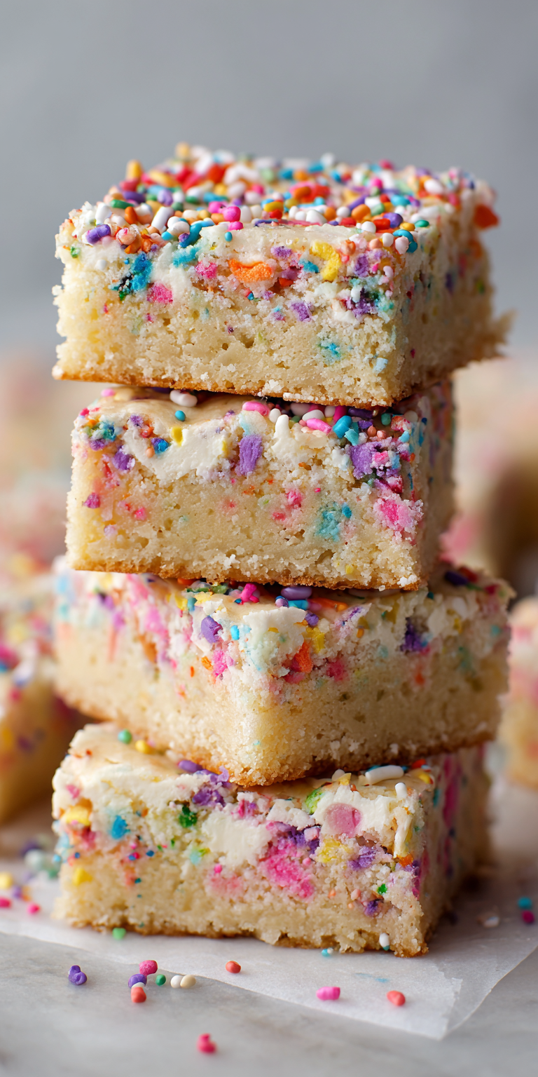 Spring Confetti Blondie Bars served warm with cozy spices