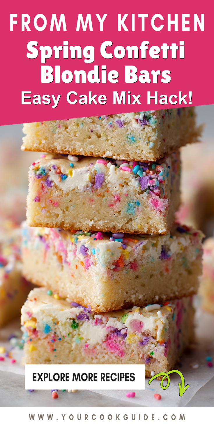 Spring Confetti Blondie Bars served warm with cozy spices