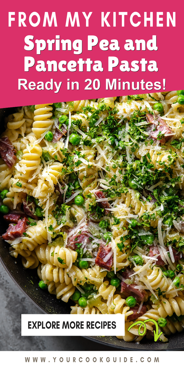 Spring Pea and Pancetta Pasta served warm with cozy spices