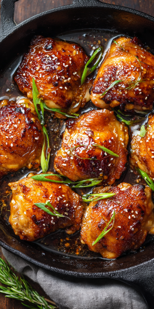Sticky Honey Garlic Chicken Thighs served warm with cozy spices