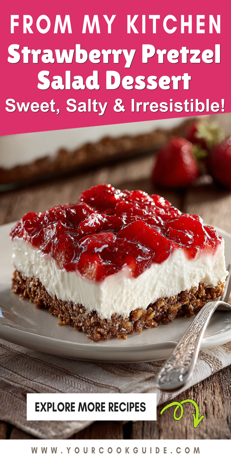 Strawberry Pretzel Salad Dessert served warm with cozy spices