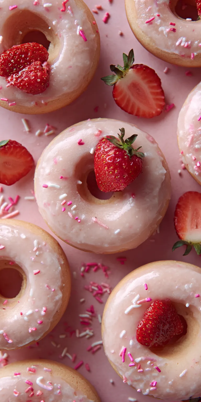 Strawberry Shortcake Donuts Baked served warm with cozy spices