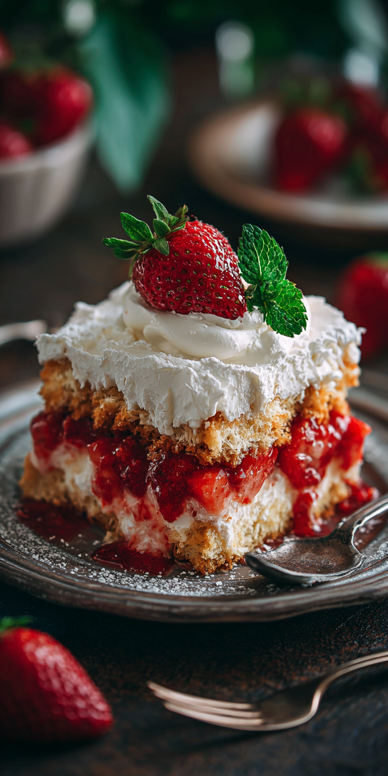 Strawberry Shortcake Lush Dessert served warm with cozy spices