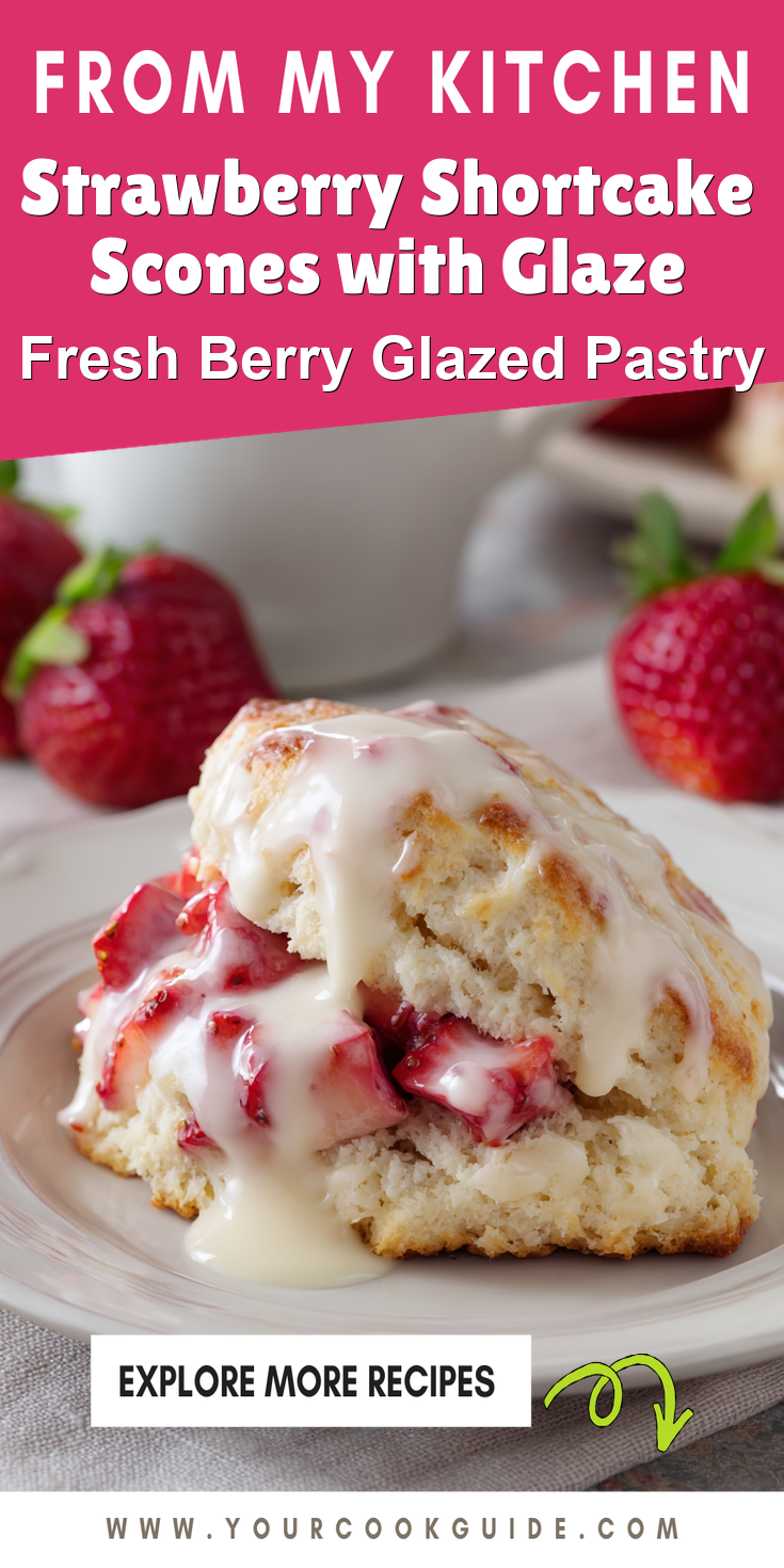 Strawberry Shortcake Scones with Glaze served warm with cozy spices