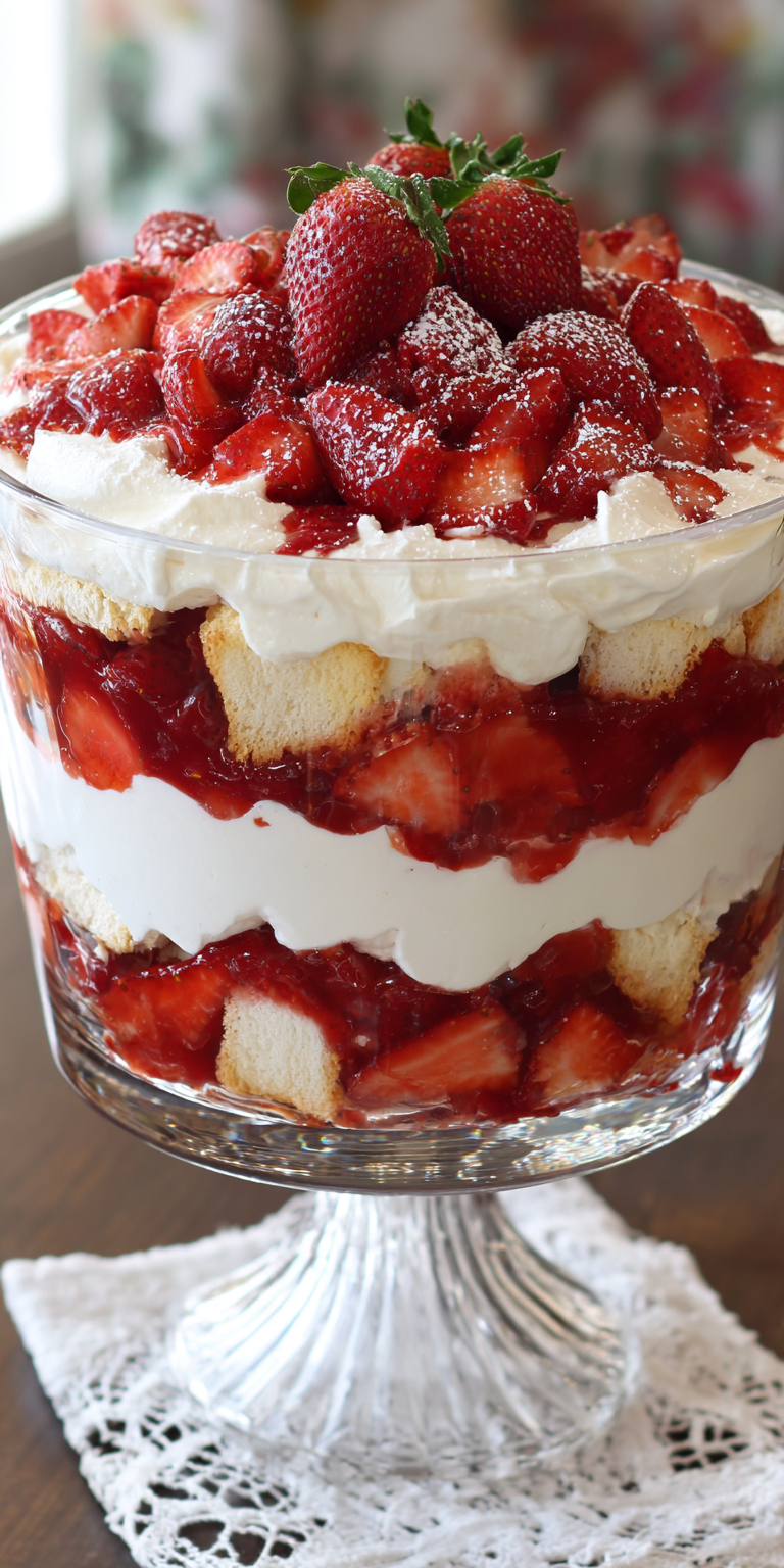Strawberry Shortcake Trifle Dessert served warm with cozy spices