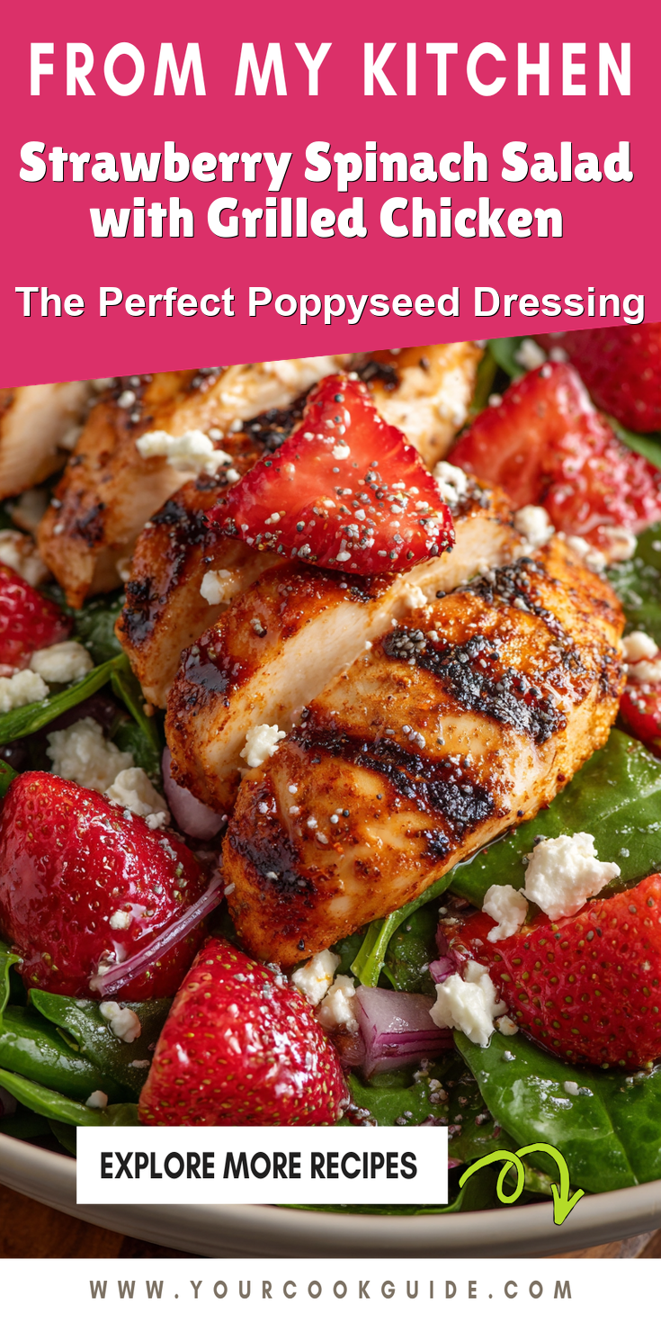 Strawberry Spinach Salad with Grilled Chicken served warm with cozy spices