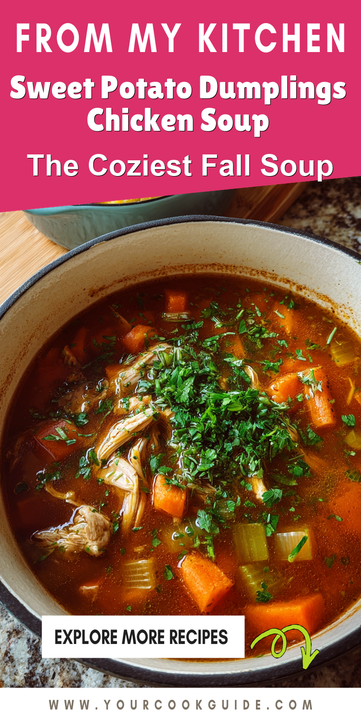 Sweet Potato Dumplings Chicken Soup served warm with cozy spices