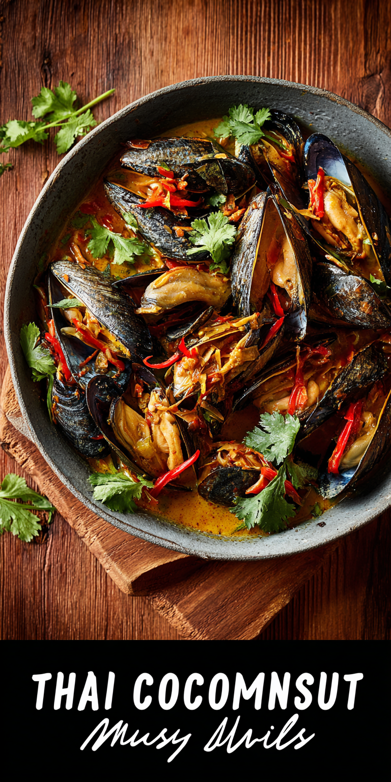 Thai Curry Mussels Seafood Dishes served warm with cozy spices